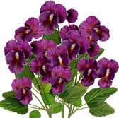 Bastix - Set van 5 kunstbloemen, viooltjes, kunstbloemen, net echt lente, decoratieve bloemen voor bruiloftskamer, woondecoratie, woonkamer, kantoor, hotel, keuken, decoratie, kunsttakken 43 cm, paars