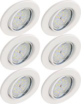 Trango Set van 6 inbouwspots 6729-066MOSD in wit mat rond incl. 6x 5 Watt 3-traps dimbaar Ultra Flat LED Module Bulb 3000K Warm Wit, Inbouwlamp, Plafondspot, Plafondlamp