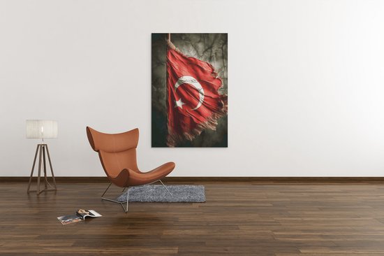 Canvas Schilderij - Abstract - Vlag - Turkije - Print op canvas - 120x80 cm