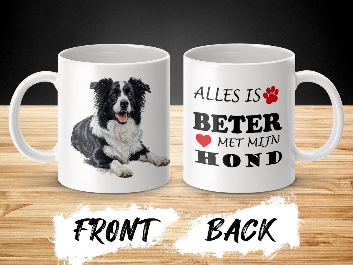 Mok Border Collie Alles is beter met mijn hond - dog - doglover