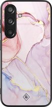 Casimoda® hoesje - Geschikt voor Samsung Galaxy S24 - Marmer roze paars - Luxe Hard Case Zwart - Backcover telefoonhoesje - Paars
