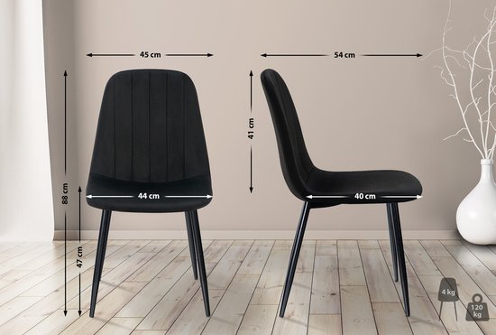 Creme Witte CLP Baxter Set Van 4 Eetkamerstoelen - Metalen Frame Zonder Armleuning Velvet Fluweel Creme