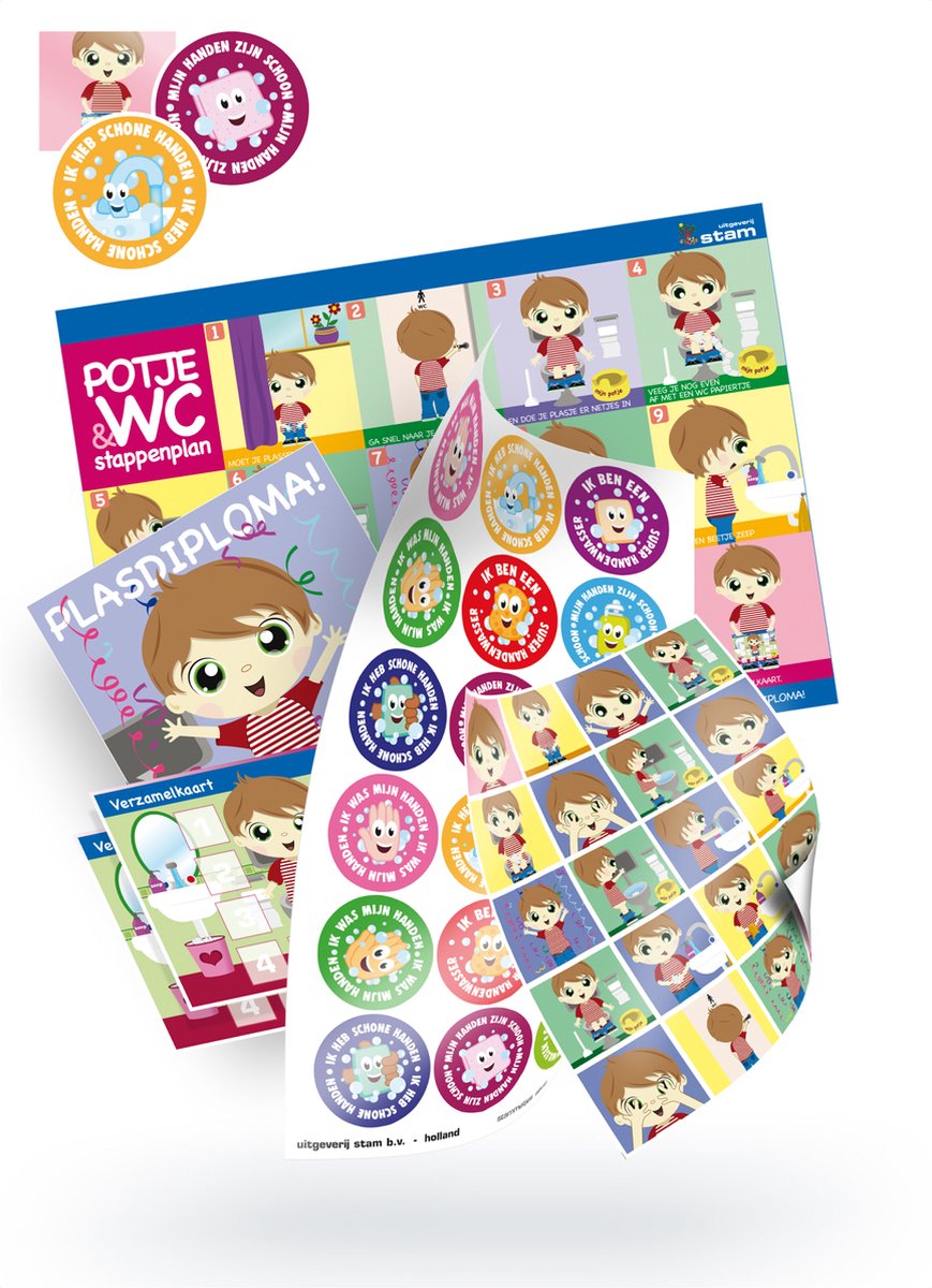 Goedkoopste Stammetjes Beloningssysteem voor Zindelijkheidstraining Kind - Stammetjes Zindelijkheidsset met Verzamelkaart, Stickers, Diploma en Poster - Ideaal voor Potjestraining