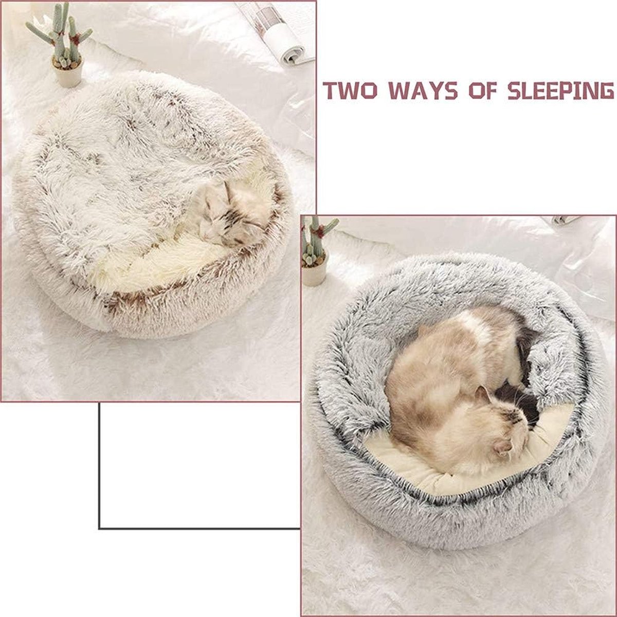 Kattenmand, kattenbed, opvouwbaar, voor katten of kleinere honden, zacht, pluizig kunstbont 50L x 50W x 15Th centimetres