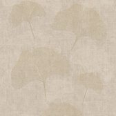 Papier peint Fleurs Profhome 322655-GU papier peint intissé légèrement texturé avec motif floral et accents métalliques beige cappuccino bronze 5,33 m2