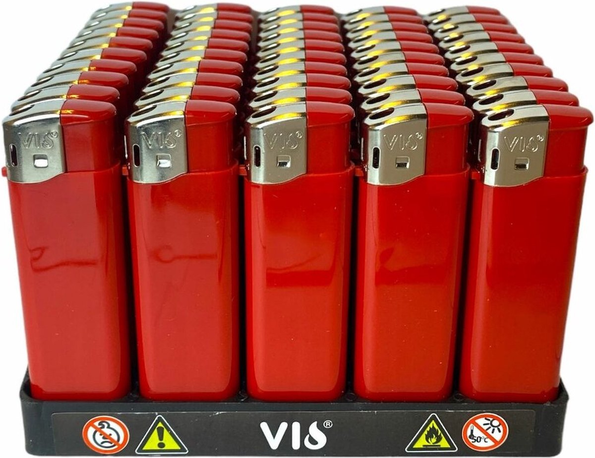 Goedkoopste Unilite - 50 stuks bedruk aanstekers - navulbaar - reclame aanstekers - Rood - klik systeem