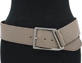 Thimbly Belts Dames brede heup riem taupe - dames riem - 6 cm breed - Taupe - Echt Nerf Leer - Taille: 100cm - Totale lengte riem: 115cm