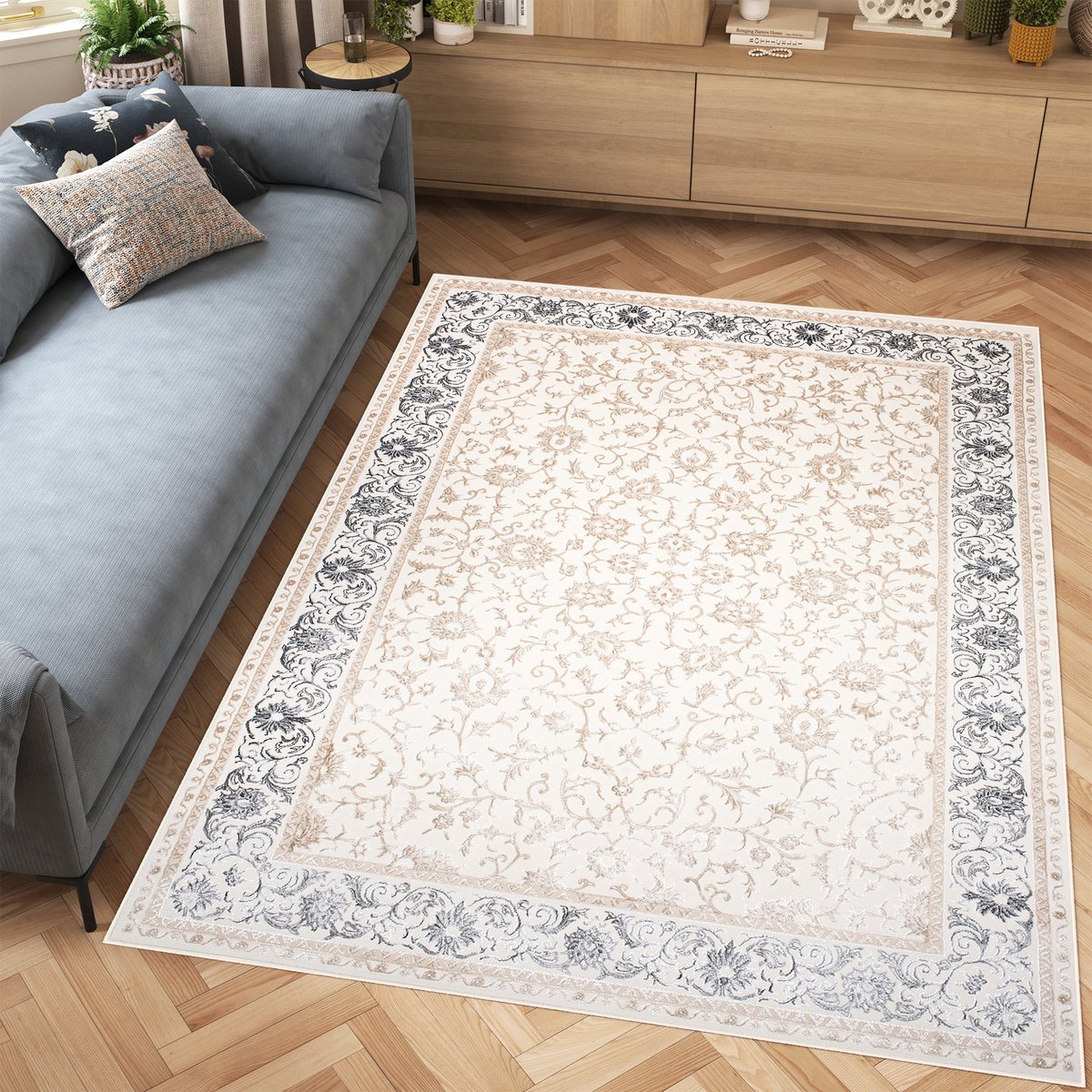 Tapiso Hera Vloerkleed Beige Woonkamer Klassiek Tapijt Maat- 160x230