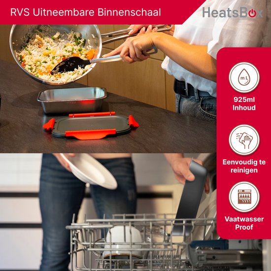 Boîte à lunch électrique Faitron Heatsbox Style - Boîte à lunch - Adultes - Acier inoxydable - Différents compartiments - Avec application smartphone - 220v - Pour repas chauds