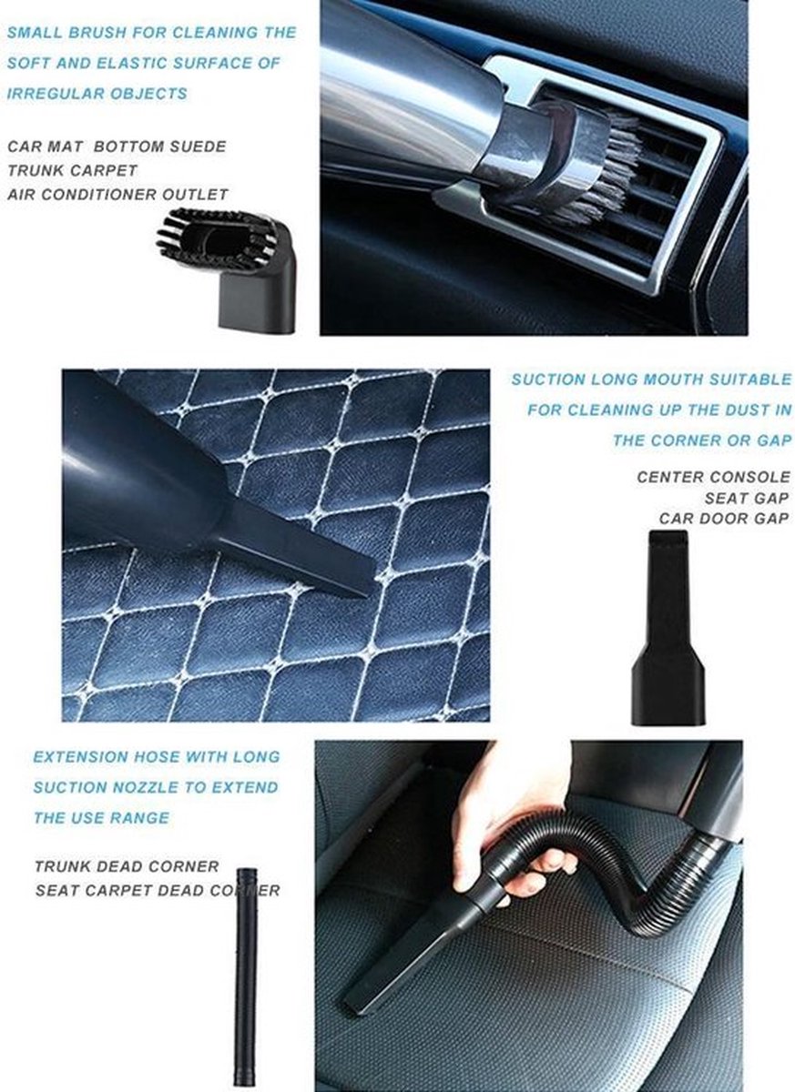 Auto Draadloze Kruimeldief Nat & Droog Stofzuiger Zwart - afbeelding 2