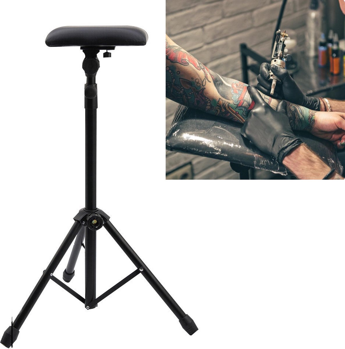 Tattoo armleuning met verstelbare hoogte en kantelbare armsteun | Verstelbaar van 65-115 cm | Tatoeage armsteun | Tattoo beensteun