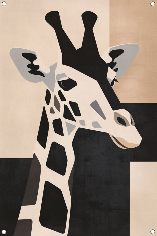 Giraffe posters - Dieren tuinposter - Tuinposter Vormen - Balkon decoratie - Tuindoek - Poster tuinposter 50x75 cm