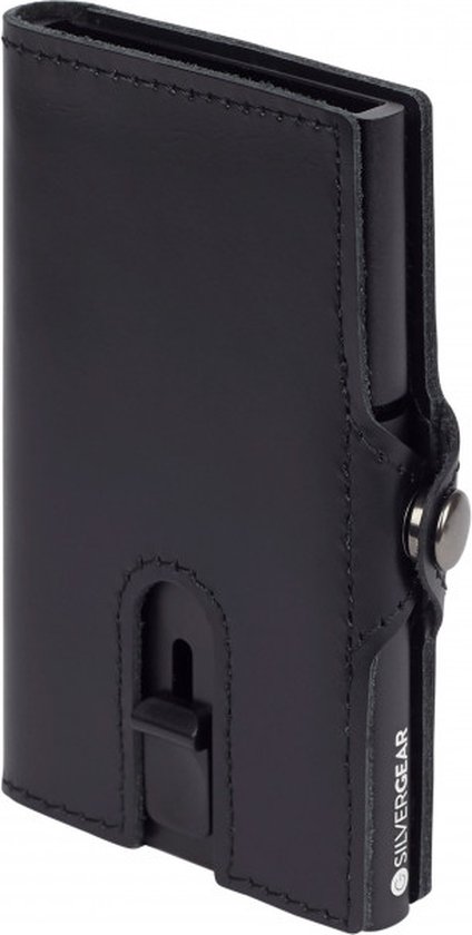 Portefeuille porte-cartes en cuir Silvergear - Noir - Protection anti-écrémage par RFID