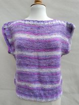 Handgebreide trui korte mouw in wit, lila, paarstinten