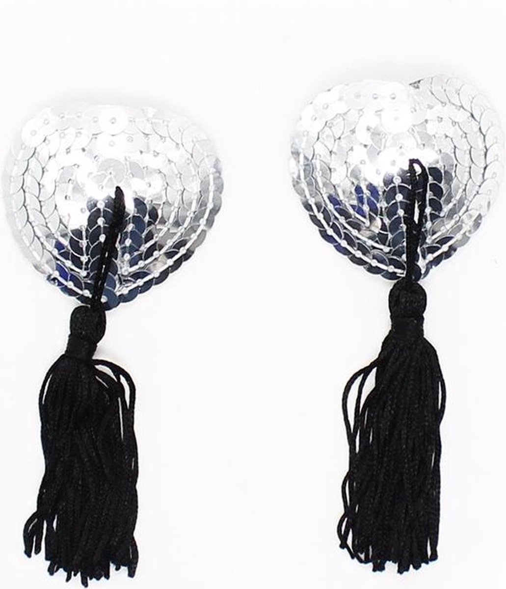 Goedkoopste Finnacle - Tepelkwastjes - Tepelversiering - Tepelkwasten - Sexy Burlesque - Zilver Zwart - voor een verleidelijke look!