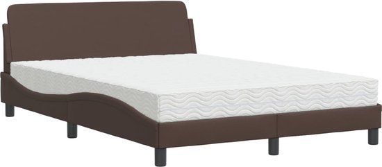 vidaXL-Bed-met-matras-kunstleer-bruin-120x200-cm