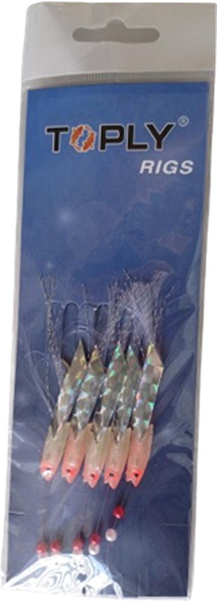 Toply Rigs - Haring onderlijn - Makreel onderlijn - Wit met rood oog - paternoster - vissen - 10 stuks!!