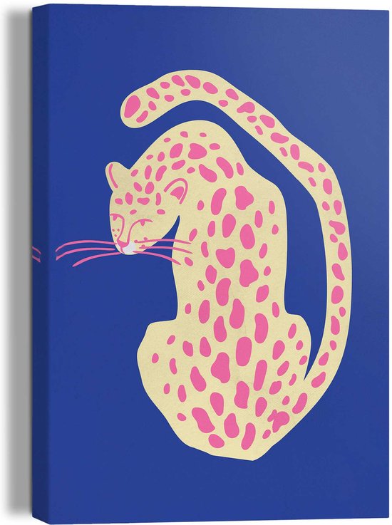 Schilderij Blue Pink Cat 30x20 cm