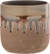 J-Line Pot De Fleur Goutte Ceramique Beige/Gris Small