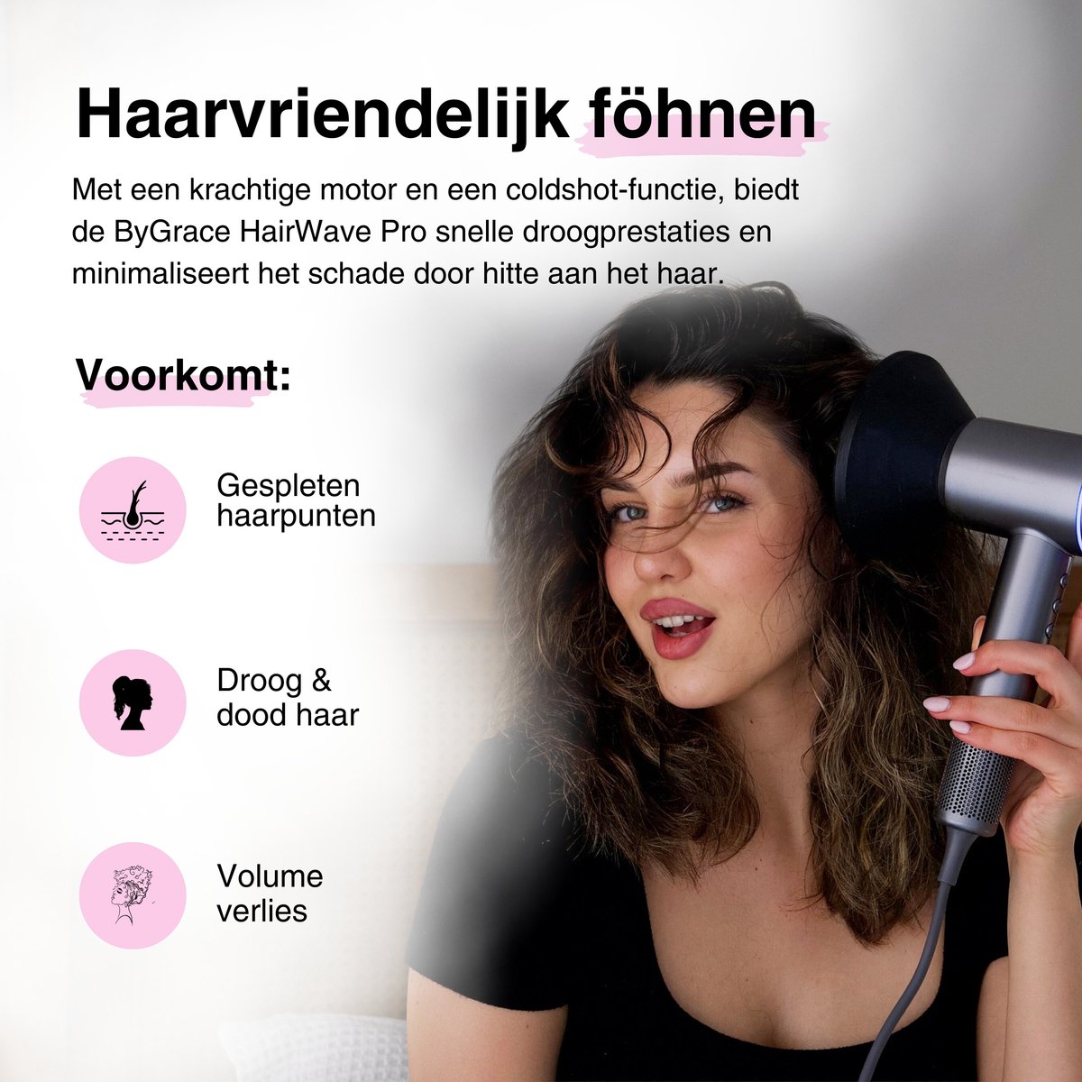 ByGrace HairWave Pro - Fohn - Fohn met Diffuser - Haardroger - afbeelding 2