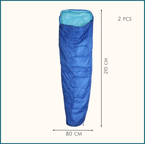HIXA Mummy Slaapzakken Volwassenen - Blauw - 2 stuks - 210x80cm - Polyester van HIXA — afbeelding 3