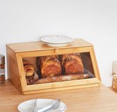 Eco Bamboe Broodtrommel - Keuken Opbergdoos voor Brood en Toast - Gevisualiseerd - Natuurlijk Bamboe - 39 x 25 x 18 cm bread box