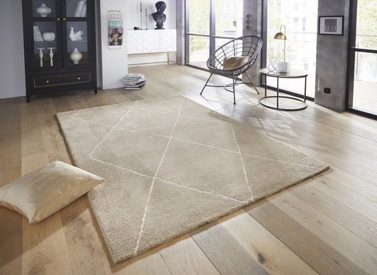 Flycarpets Elle Decoration - Modern Design Vloerkleed - Laagpolig - Geruit - Beige - 200x290 cm