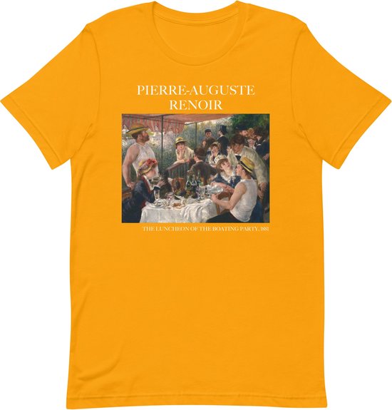 Pierre-Auguste Renoir 'De lunch van het roeipartijtje' ("The Luncheon of the Boating Party") Beroemd Schilderij T-Shirt | Unisex Klassiek Kunst T-shirt | Goud | S