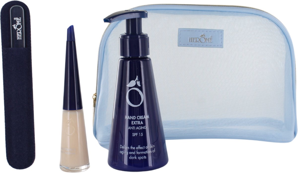Goedkoopste Herome Anti-Aging Hands Set - (Cadeau) set van 3 met Glazen Nagelvijl, Handcrème & Nail Perfect Anti-Aging