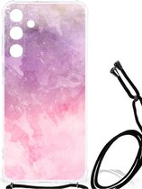 Smartphone hoesje Geschikt voor Samsung Galaxy A25 Stevige Telefoonhoesje met transparante rand Pink Purple Paint