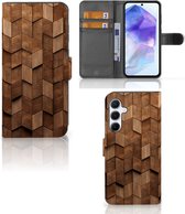 Book Style Case geschikt voor Samsung Galaxy A55 Wooden Cubes