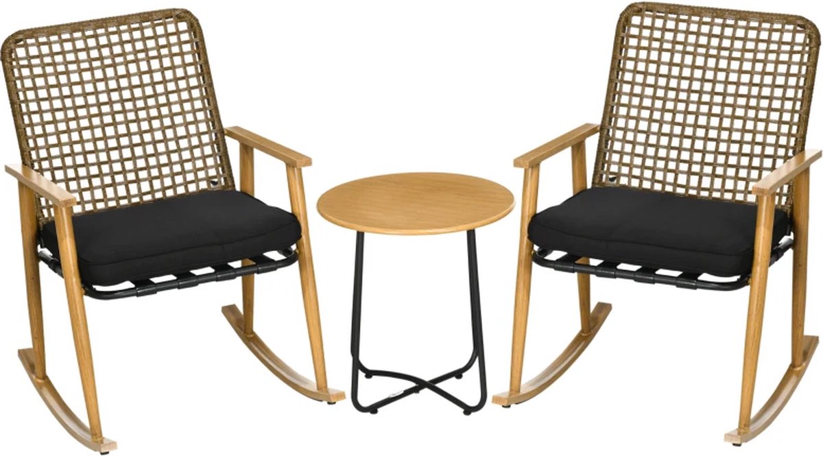 Balkonset 2 personen - Tuinset - Bistroset - 3 delig - Met kussens - Tuintafel en 2 stoelen - 2 personen - Gecoat staal - Onderhoudsvrij staal