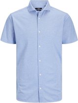 Jack & Jones Overhemd Jprblarian Pique Shirt S/s 12258626 Palace Blue/slim Fit Mannen Maat - L