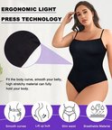 Zwarte body met ergonomische pers technologie voor het gladmaken van de buik en het vormen van de lichaamscurve. Met gladde rondingen, lift de billen, slanke taille en ademend materiaal.