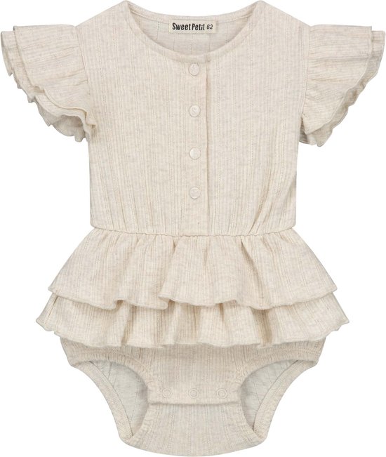 Sweet Petit baby body - Meisjes - Soft Ecru Melange - Maat 74