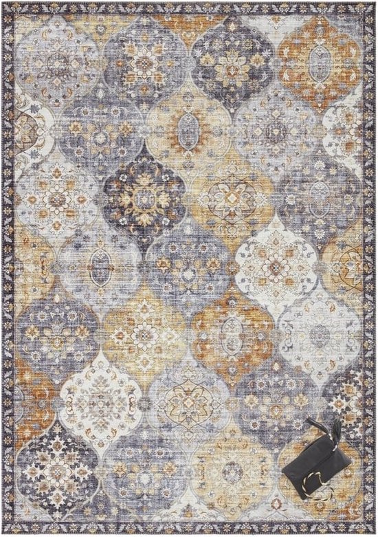Flycarpets Elle Decoration - Vintage Vloerkleed - Ghom - Klassiek - Geel / Multi - 80x200 cm