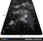 Duitse lay-out - Titanwolf XXL Gaming muismat 900 x 400 x 3 mm - bureauonderlegger groot - XXL muismat gaming en kantoor - wereldkaart zwart