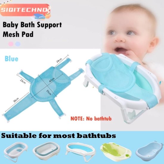 Coussin De Bain Bébé Antidérapant - Tapis éponge Bleu Pour Soutien Tête Et Dos - Perfeclan