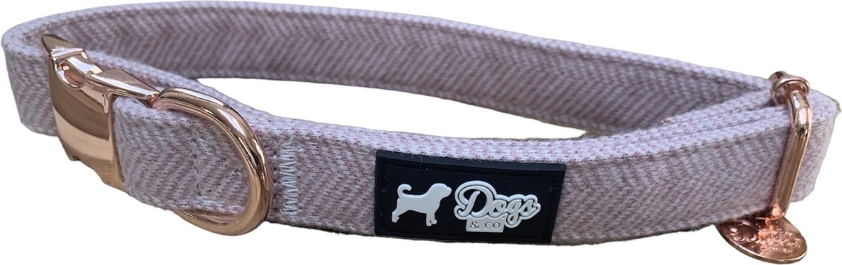 Dogs&Co® Honden Halsband Tweed Roze - Maat S 28-43cm