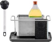 Spoelbak organizer van roestvrij staal voor afwasmiddel en sponzen - Orde in de keuken Sink organizer