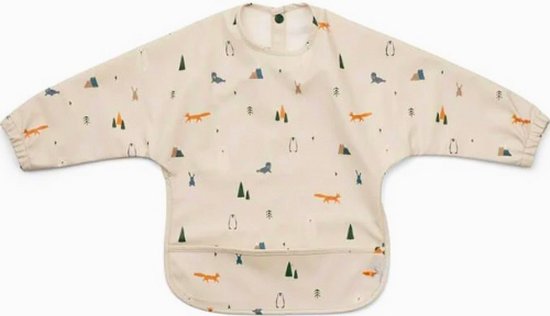 Baby Slab met Lange Mouwen - Beige Zeeleeuw - SMALL 1 t/m 2 Jaar - Kliederschort - Verfschort - Kinderschort - Kinderschort met lange mouwen