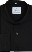 Vercate - Strijkvrij Overhemd - Zwart- Slim Fit - Excellent Katoen - Lange Mouw - Heren - Maat 45/XXL