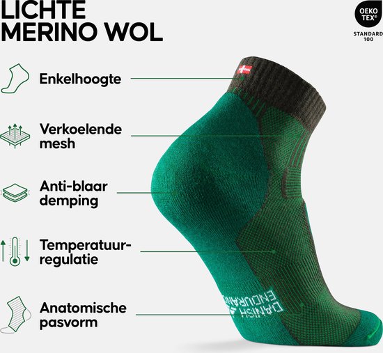 DANISH ENDURANCE Wandelsokken met Merino Wol, voor Dames & Heren, 3 paar, Veelkleurig (Marine, Grijs, Groen), 43-47