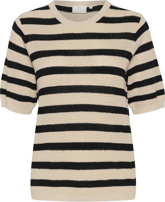 Kaffe T-shirt Kakaia Knit Pullover 10552324 106772 Feather G/black Stripe Dames Maat - XL