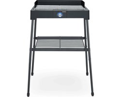 PG 8566 Staande barbecue met roestvrij stalen grillrooster en onderstel en afzettingsrooster, elektrische grill met snelle grillstart, balkongrill zonder verbrandingsgevaar, zwart
