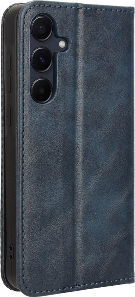 Mobigear Telefoonhoesje geschikt voor Samsung Galaxy A35 Hoesje | Mobigear Sensation Bookcase Portemonnee | Pasjeshouder voor 3 Pasjes | Telefoonhoesje voor Pinpas / OV Kaart / Rijbewijs - Blauw