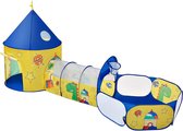 QProductz Kruiptunnel - Kruiptunnel Kinderen met Speelgrond - Hondentunnel Geel met Blauw - 115 x 110 x 36cm