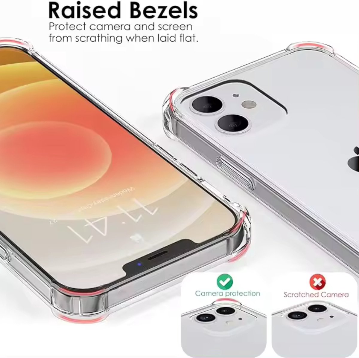 Optimity Hoesje voor iPhone 12 - Transparante Acryl Achterkant, Schokbestendig + Gehard Glas Schermbeschermer