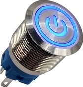 ProRide® Metalen Drukschakelaar 220V ON-OFF - 19mm - Aan/uit schakelaar - Spatwaterdicht - LED Indicatie Blauw