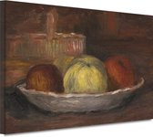 Appels in een schotel en mand - Pierre-Auguste Renoir schilderij - Appels wanddecoratie - Schilderijen canvas Fruit - Muurdecoratie klassiek - Canvas schilderij - Decoratie muur 70x50 cm